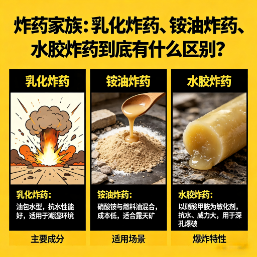 章贡炸药家族：乳化炸药、铵油炸药、水胶炸药到底有什么区别？